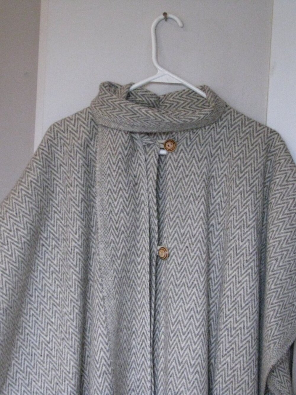 Beige Wool Herringbone Cape